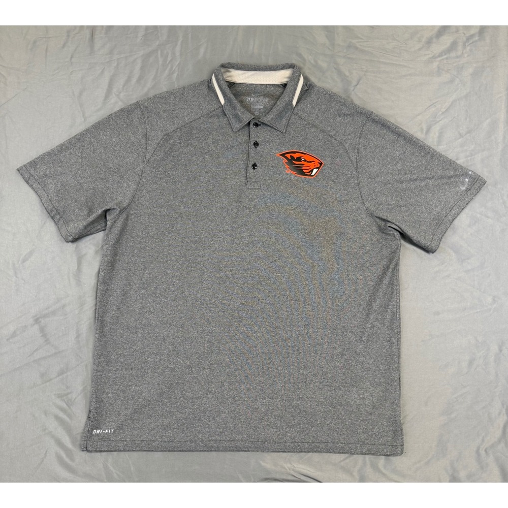 Nike Oregon State Beavers Dri-FIT Polo Shirt Mens XL Grey 27646X-OE5 NCAA